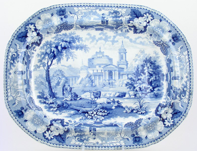 Meat Dish or Platter with tree and well c1845